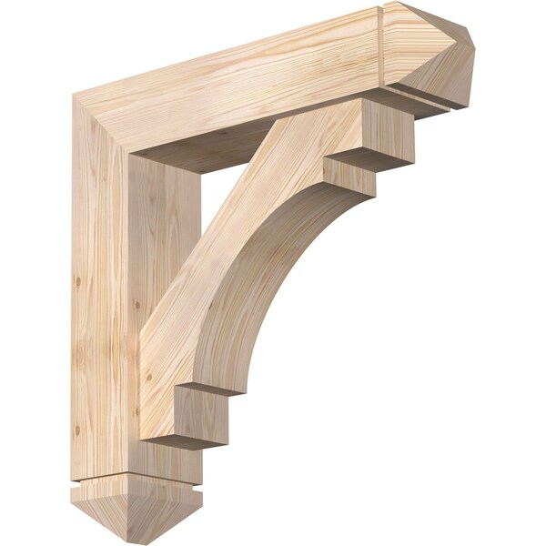 Ekena Millwork Merced Arts and Crafts Smooth Bracket w/ Offset Brace, Douglas Fir, 7 1/2"W x 32"D x 32"H BKT0806X32X32MRC03SDF - main